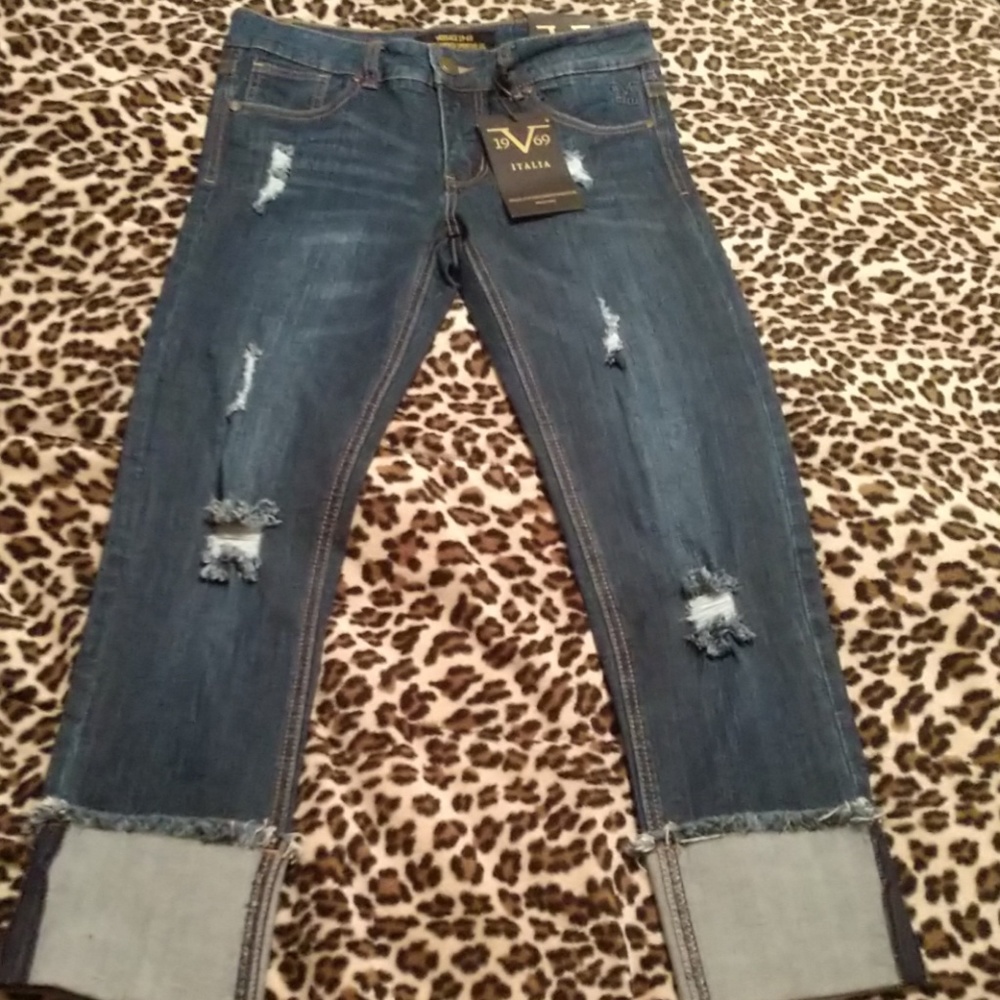 MARIA DISTREESED CROP CUFF JEANS